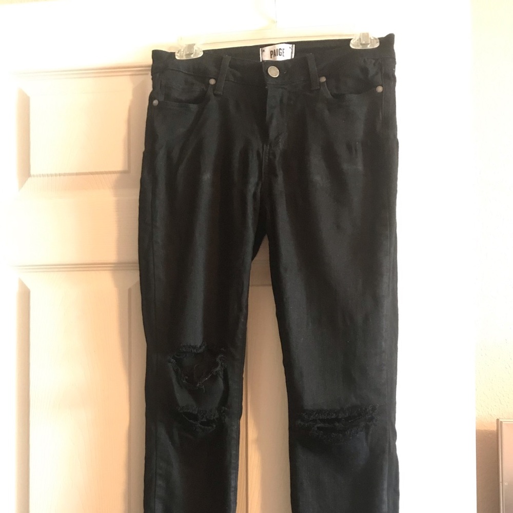Paige black ripped denim jeans